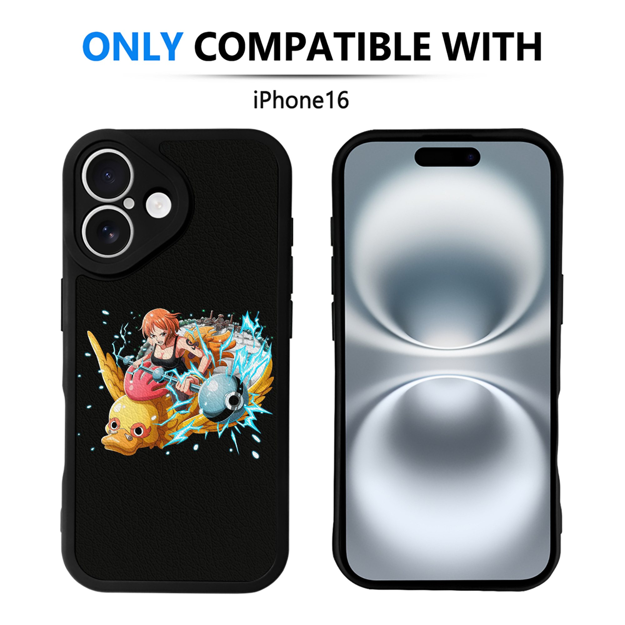 （画像用） ワンピース ナミ ONE PIECE Nami 【iPhone 16シリーズ対応】シリコンスマホケース（レザー調） 材質：シリコン